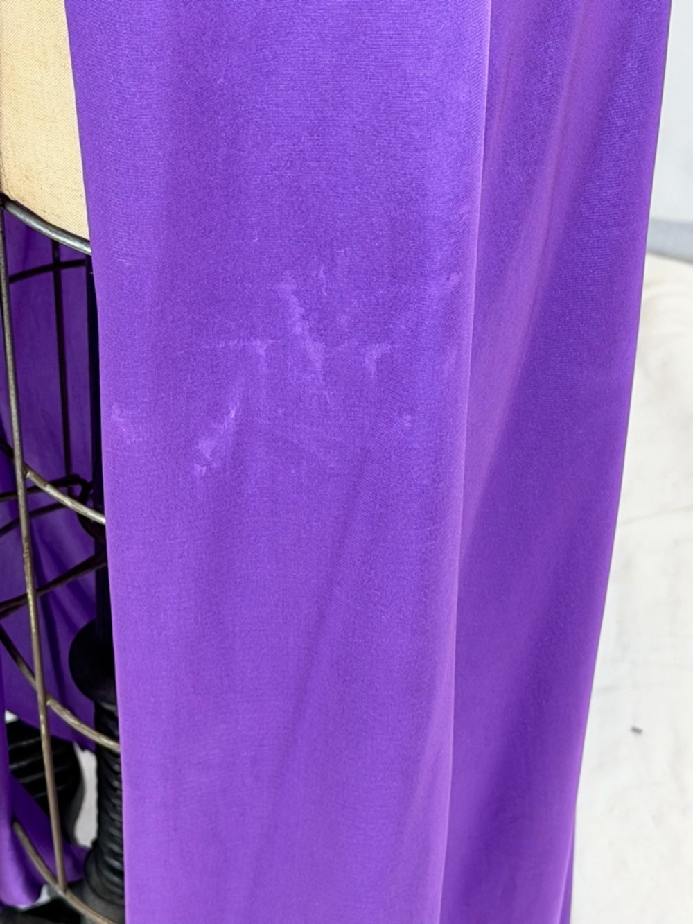 VINTAGE violet purple nylon silky nightgown slip dress maxi side slit lace sexy - Picture 13 of 13